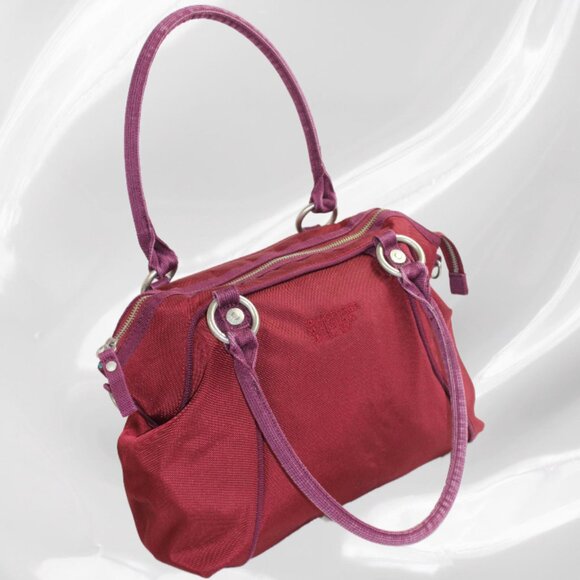 George Gina & Lucy All Sm; Les Maroon Plum Canvas Nylon RFID Satchel - Picture 4 of 11